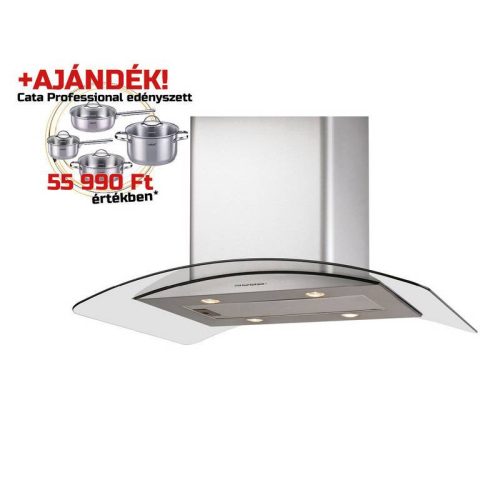 Cata - Páraelszívó ISLA GAMMA 900 X/E inox-üveg LED + Cata PROFESSIONAL edényszett - A készlet erejéig rendelhető!