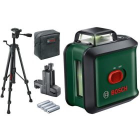   BOSCH 0603663E01 UniversalLevel 360 Keresztvonalas zöld szintezőlézer + TT 150 Állvány + MM 3 Univerzális tartóállvány + 4 db 1,5 V-os LR6 (AA)