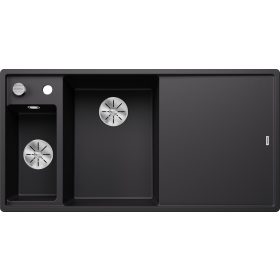 BLANCO AXIA III 6 S stânga negru sticlă cu scurgere