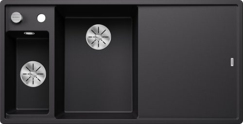 BLANCO AXIA III 6 S stânga negru sticlă cu scurgere