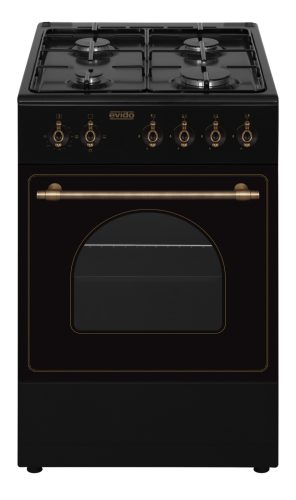 EVIDO FREE GE55A gáztűzhely, rusztikus design, 50x55 cm, elektromos sütő, 48 l, antracit/bronz