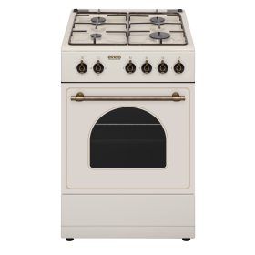   EVIDO FREE GE55C gáztűzhely, rusztikus design, 50x55 cm, elektromos sütő, 48 l, bézs/bronz