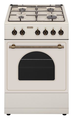 EVIDO FREE GE55C gáztűzhely, rusztikus design, 50x55 cm, elektromos sütő, 48 l, bézs/bronz
