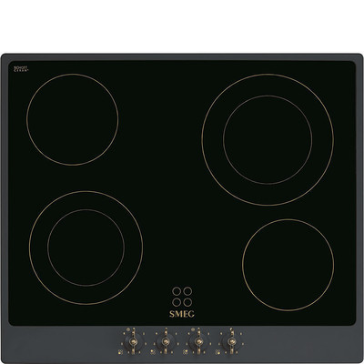 SMEG KERÁMIA FŐZŐLAP, Colonial design, 60 cm, 4 főzőzóna, antracit