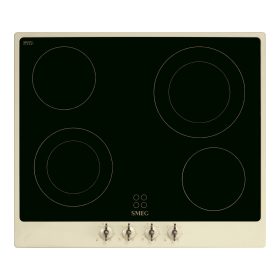   SMEG KERÁMIA FŐZŐLAP, Colonial design, 60 cm, 4 főzőzóna, bézs