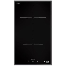   SMEG DOMINO INDUKCIÓS FŐZŐLAP, Universal design, 30 cm, 2 főzőzóna, lekerekített él, fekete üveg