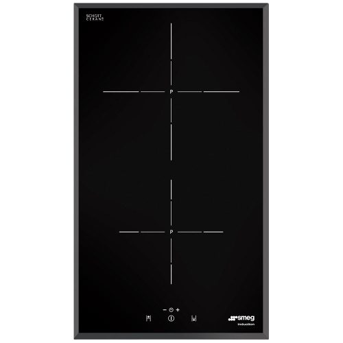 SMEG DOMINO INDUKCIÓS FŐZŐLAP, Universal design, 30 cm, 2 főzőzóna, lekerekített él, fekete üveg