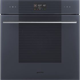   SMEG PIROLITIKUS HŐLÉGKEVERÉSES SÜTŐ, Linea design, Galileo, 60 cm, ES LCD, neptune szürke üveg