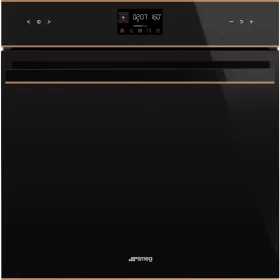   SMEG pirolitic cu ventilație cuptor, Dolce Stil Novo design, Galileo, 60 cm, ES LCD, negru sticlă, réz dísz