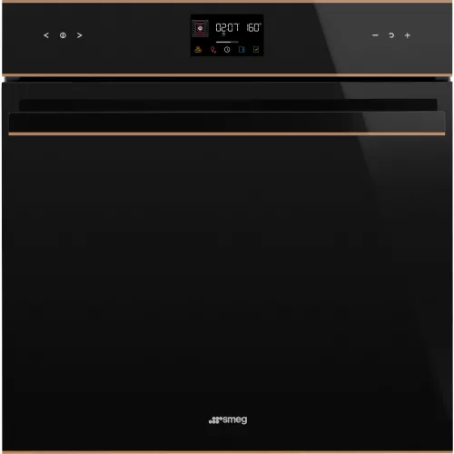SMEG pirolitic cu ventilație cuptor, Dolce Stil Novo design, Galileo, 60 cm, ES LCD, negru sticlă, réz dísz